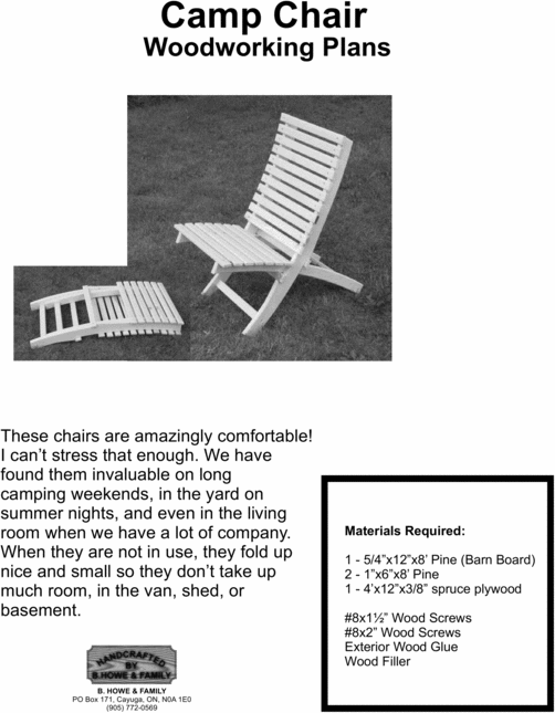 Product picture Camp Chair Woodworking Plans