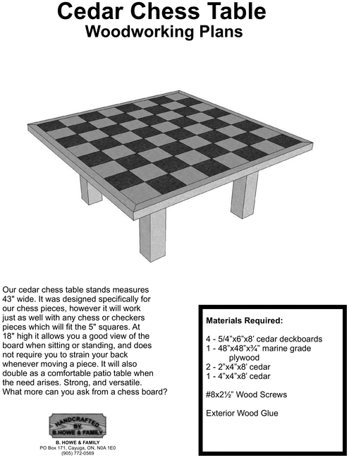 Product picture Outdoor Cedar Chess Table Plans